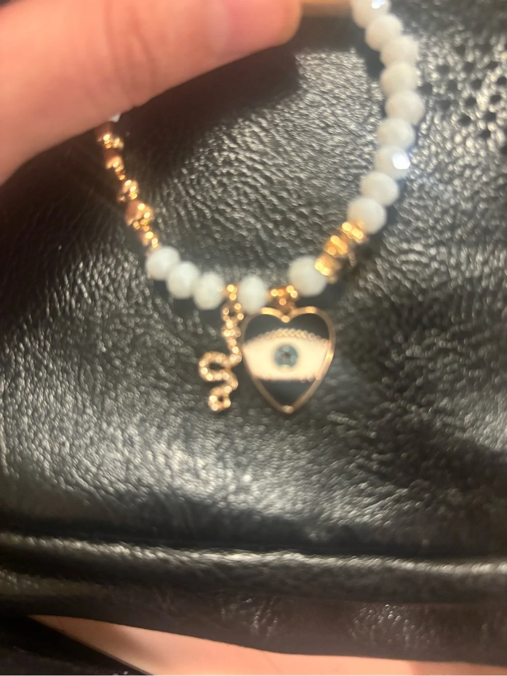 Wildflowers Aqua Beaded Bracelet with Gold Heart Charm